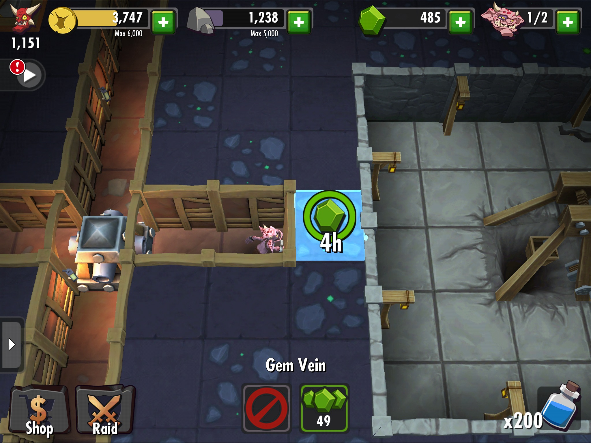 Dungeon Keeper (iOS) – Mining Gems